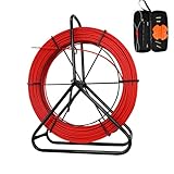 VGongTech 4.5MM 350FT Fiberglass Duct Rodder Continuous Fishtape Puller Rod with Steel Reel Stand