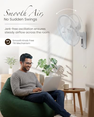 Image of Sujata Wall Fan | 2 Year Warranty | 400 mm Sweep | 100% Copper Winding Motor | Heavy Duty Wall Fan for Living Room, Wall Mount Fan with 3 Speed Control (SWF27 - White)