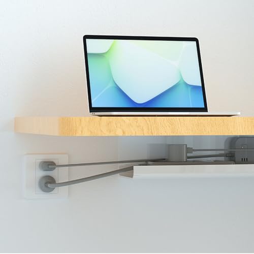 Bandeja organizadora de cables para debajo del escritorio, soportes para regletas eléctricas, organizador de cables para oficina y hogar (Blanco) miniatura 2