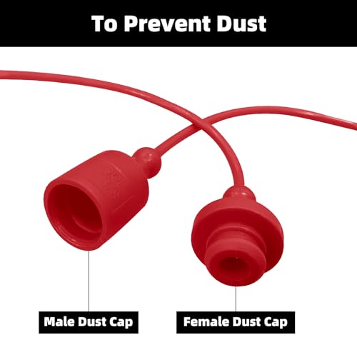 Image of 5 Sets Hydraulic Coupler Dust Cap1 /4 inch inch, 3 /8 inch inch, 1 /2 inch inch, 3 /4 inch inch, 1 inch inch Male Dust Cap and Female Plug Cover, ISO 5675 Pioneer Hydraulic Quick Coupler Cover Fittings, Red Cap with Retention Ring