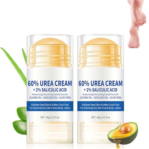 2Pcs Crème Hydratante Pour Les Pieds,Foot Lotion Stick for Thick Dry and Cracked Skin,Stick Baume Pour Talons Répare et Hydrate Les Pieds Secs et Gercés 40 g*2(Urea Scent, Style A)