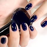 COSMOO 15ml Deep Blue Quick Dry Nail Polish, Black Blue Chip-Resistant Nail Lacquer for Nail Art
