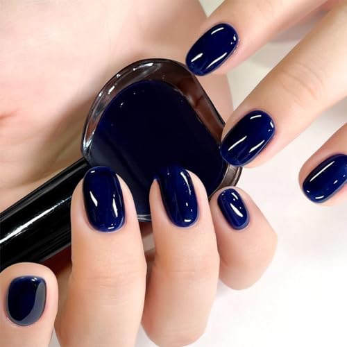 COSMOO 15ml Deep Blue Quick Dry Nail Polish Black Blue Chip-Resistant Nail Lacquer for Nail Art