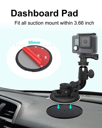 Aozcu Suction Camera Mount, Car Windshield Dashboard Camera Holder With 3M Adhesive Disk For Gopro Max, Hero 9 8 7 6 5, Session 5, Dji Osmo Action, Akaso, Campark, Canon, Dslrs And Other Cameras #TOP3