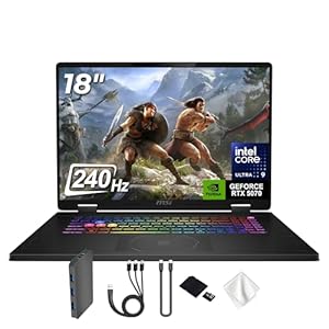 msi Crosshair 18 HX AI 18" 240Hz Gaming Laptop, Intel Ultra 9 275HX, NVIDIA RTX 5070 8GB GDDR7, 32GB DDR5 RAM, 5TB Storage (4TB SSD&1TB Docking Station), RGB Backlit Keyboard, Win 11 Pro, Black
