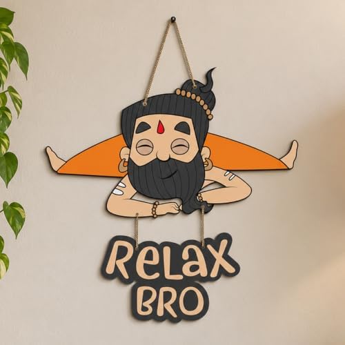 Artvibes Relax Bro Printed Wooden Wall Hanging for Living Room | Quotes Decor Item | Printed Wall Decoration | Wall Illustrations | Graphic Print Artwork | Unique Gift | Cafe Decor(WH_5728N)