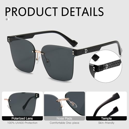Women Sunglasses, Rimless Glasses for Womens Transparent Frameless Eyewear Oversized Sun Glasses Driving2