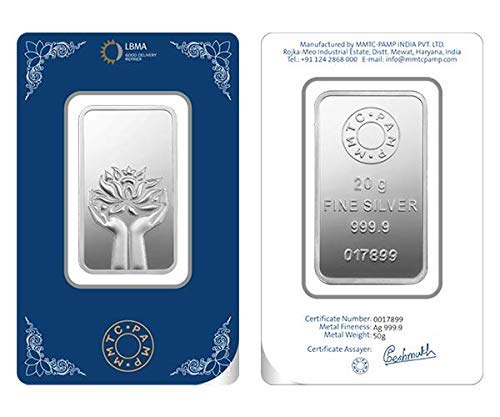 MMTC-PAMP 999 Silver Purity LOTUS INGOT 20grm Silver Coin (Best wishes Gift)