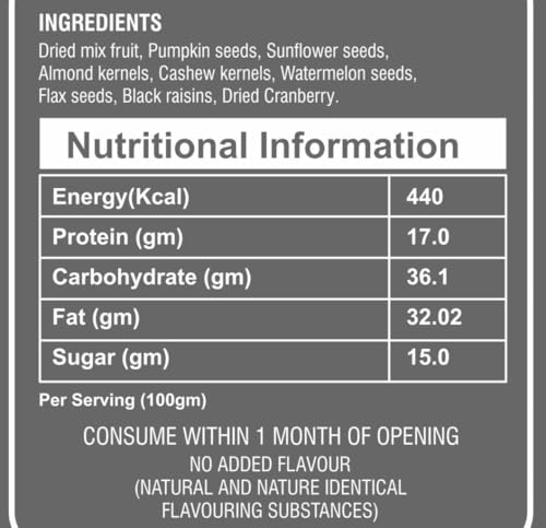 Image of Drive Me Nuts Protein Breakfast Mix 250g | Premium Dry Fruits Mix of Cashews Raisins Almonds Cranberry, Pumpkin Sunflower Watermelon & Flax Seeds | Protein Morning Cereal Trail Pack