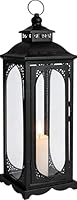 Laterne Schwarz für Kerzen Deko, 35 cm Gartenlaterne Metall für Draußen, Windlichter Outdoor, Grablaterne Friedhof Wetterfest Laternen Vintage für Drinnen Garten Terrasse Halloween Weihnachten