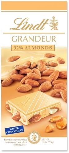 Lindt Grandeur White Chocolate Bar, Almond, 5.3-Ounce
