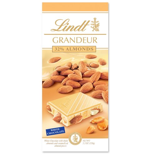 Lindt Grandeur White Chocolate Bar, Almond, 5.3-Ounce