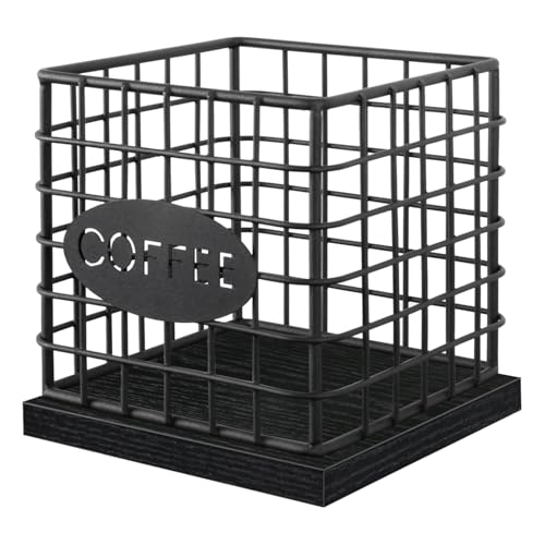 Image of YINMIT K Cup Holder Organizer, Sturdy Coffee Pod Holder Organizer, 35 Kcup Large Capacity Storage Basket for Kitchen Counter and Office Desktop (Black-Square)