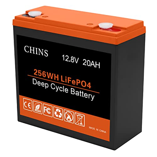 Chins 12V Lifepo4 Battery 20Ah, 2000+ Deep Cycles Battery 12V And Bms Protection, Perfect For Solar Power, Small Ups, Power Wheels, Gate Opener, Fish Finder Outdoor Camping, Kids Car #TOP1