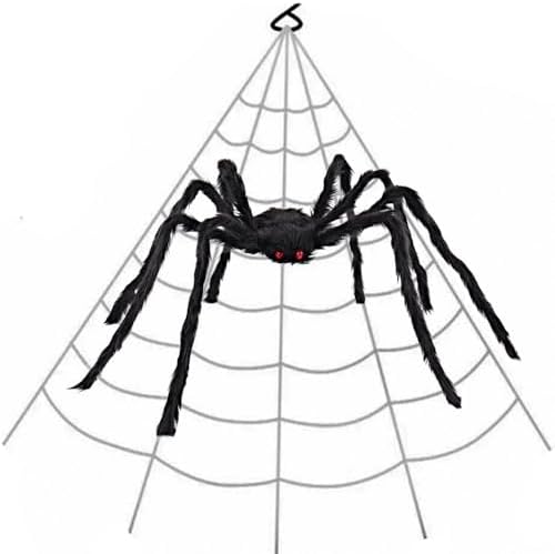 200" Giant Spider Web + 78" Hairy Spider Halloween Decorations Se...