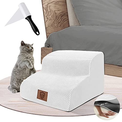 ZNM Escaliers pour Animaux, Escalier pour Chien 2 Marches, Rampe pour Chien Lit en Éponge Haute Densité avec Housse en Tissu, Étanche à l’Eau - Envoyer Rouleau adhesif Vetement Cover