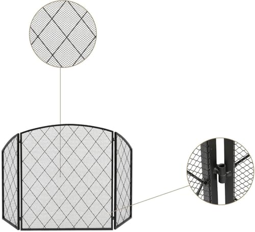 Écran ignifuge plat arqué en maille métallique noire pour cheminée design - 5