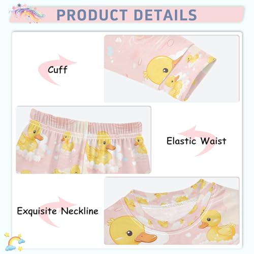 senya Yellow Duck with Cloud Pajamas Set Long Sleeve Soft Cotton Sleepwear 2 Piece4
