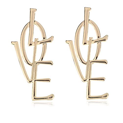 Punk Love Letter Large Long Drop Dangle Earrings Statement Jewelry for Women Statement Trendy Earrings