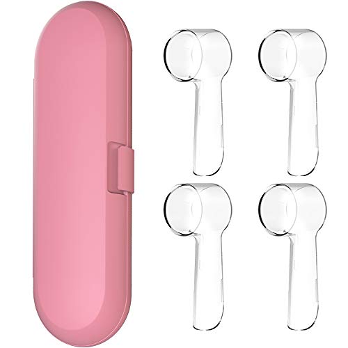 Estojo de viagem escova de dentes elétrica rosa para escovas de dentes Oral-B - 4 peças de capas de cabeça de escova de dentes compatíveis com cabeças de escova de dentes elétrica Oral B