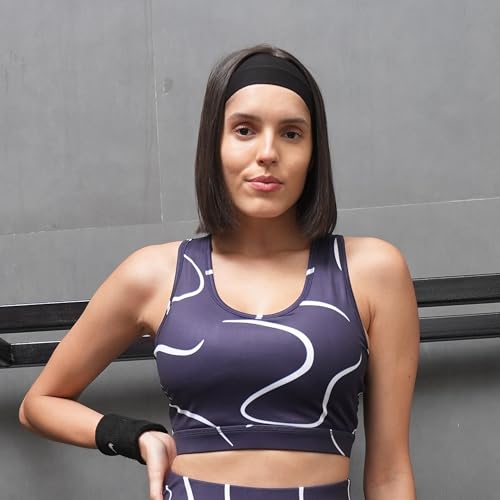 Image of SOIE Women's Medium Impact Quick Dry Padded Racerback Printed Athleisure Sports Bra