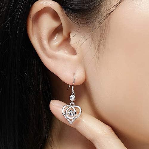 Deyanse Silver Jewellery Sets for Women, 925 Sterling Silver Heart Pendant Necklace and Earring Set with White / Blue / Purple Cubic Zirconia, Jewellery Set Wedding Engagement Birthday Gifts
