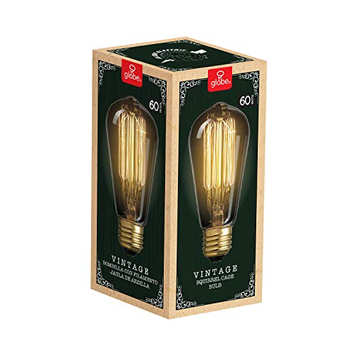 Globe Electric 01321 60W Vintage Edison S60 Squirrel Cage Incandescent Filament Light Bulb, E26 Base, 220 Lumens, 2200 Kelvin, Edison Bulbs, Vintage Light Bulbs, E26 Light Bulb, Home Improvement #TOP6