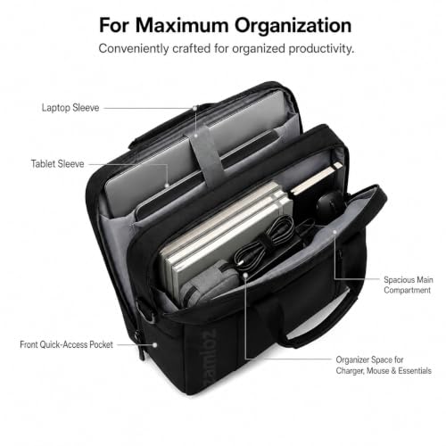 Image of 14L Professional Office Bag | Stylish Messenger Bag for Man | Up to 15.6'' | 3X Water-Resistant | Rainproof Zippers | Tablet Sleeve & Multiple Organisers | Premium Laptop Bags for Men & Women