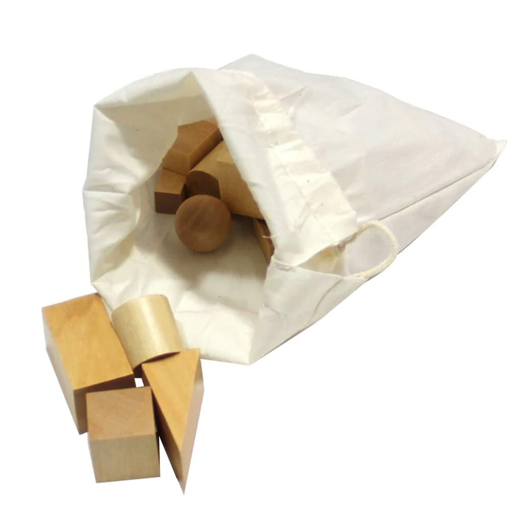ttnmrc Montessori Mystery Bag with Wooden Solid Geometric Shapes