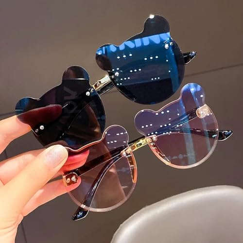 Kids Cute Bear Sunglasses Cartoon for Boy Girl Children Rimless Sun Glasses UV400 Outdoor4