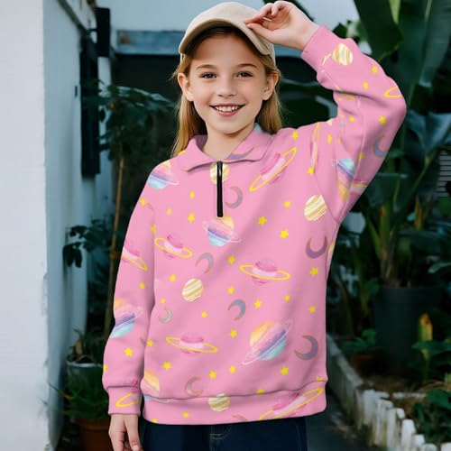 Girls 1/4 Zip Up Sweatshirt Trendy Winter Cropped Long Sleeve Shirt Pullover Tops Youth Girls Cute Clothes3