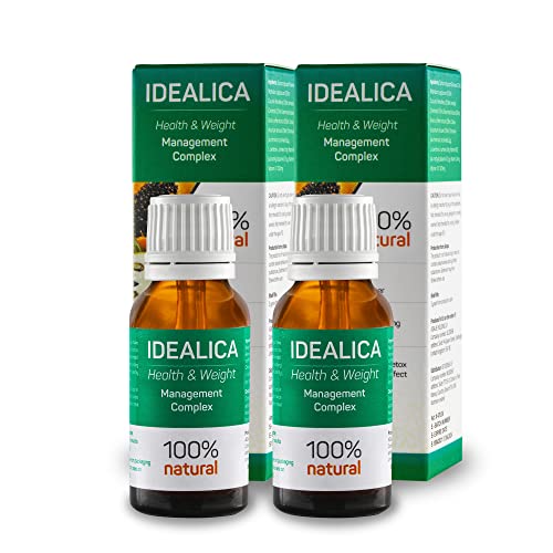 IDEALICA 100% Natural. Gotas Para Adelgazar - Quemagrasas Potente - Antioxidante - Apto para veganos y vegetarianos - Sin gluten (Pack 2 Unidades)