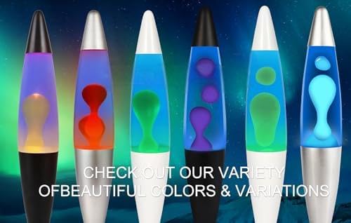 16Inch Beautiful Liquid Lamp- Blue with Green Wax, Relaxing Night Light Home Décor Motion Lamp for Living Room Office Bedroom for Adults, Teens, and Kids (White Base, Blue/Green)