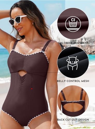Aleumdr One Piece Swimsuit Women Cut Out Bathing Suits Color Block Womens Swimsuits Swimwear4