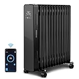Aigostar Ölradiator 2500W mit WiFi/WLAN-Anbindung & App-Steuerung & LED Touch Display, Mobile Elektroheizung Thermostat 13 Rippen, Energiesparend Eco-Modus, 24h-Timer, Überhitzungsschutz, Schwarz