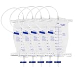 5pcs 750ML Urinary Drainage Bag, Urine Bag with Anti Reflux Chamber, Urine Drainage Bags with T-Tap Valve and 45cm Tube, Individually Sealed Urinal Night Bags (750, 5)