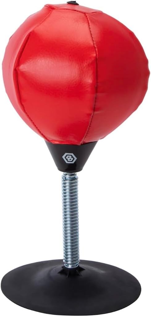 Desktop Punching Bag, Inflatable Speed Ball with Spring Stand, Red
