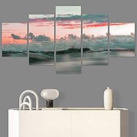 SIGNWIN 5 Panel Canvas Wall Art Modern Art Beach Coastal Expressive Global Multicolor Photography for Home Decorations Ready to Hang - 60