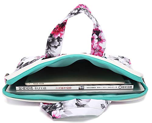 Canvaslove Chrysanthemum Pattern Water Resistant Laptop Shoulder Messenger Bag for MacBook Pro 16 inch and 14 inch 15.4 inch 15.6 inch Laptop - Thumbnail 4