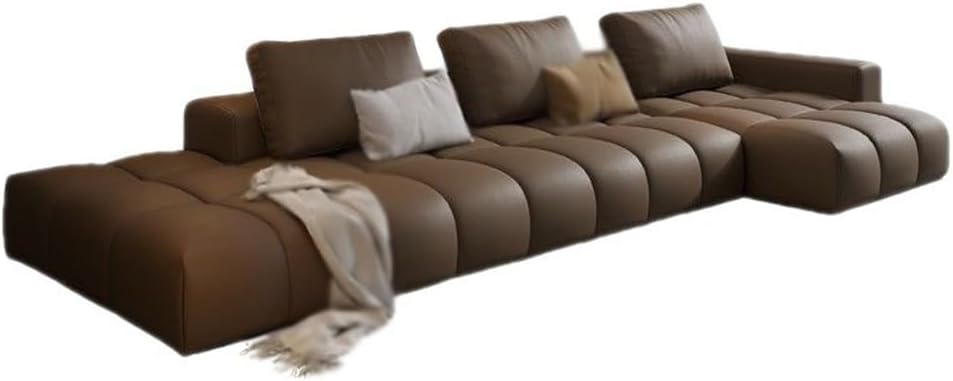 Household Combination Sofa Living Room Large and Small Family Thick Leather(360 * 100 * 53cm)