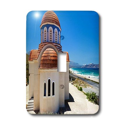 Église grecque orthodoxe plaque interrupteur pour salon ambiance voyage mer Méditerranée
