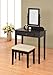 efurniturecenters Contemporary Vanity Set with Adjustable Mirror and Stool Black Finish