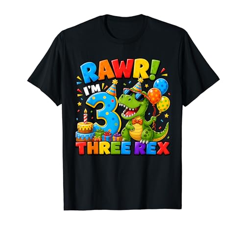Rawr I'm 3 Three Rex Dinosaur 3rd Birthday Boy Party T�V���c