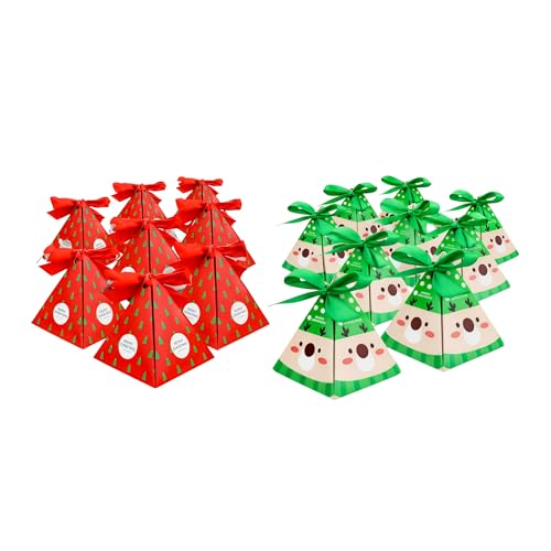 Boîte à bonbons cône de Noël en carton rigide avec rubans soyeux