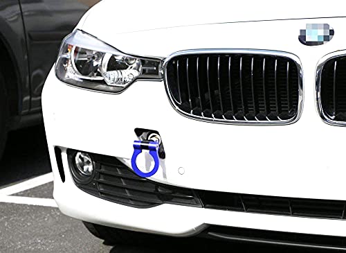 Ijdmtoy Blue Track Racing Style Tow Hook Ring Compatible With Bmw 1 2 3 4 5 X1 X3 X4 X5 X6 Series, Compatible With Mini Cooper F54 F55 R60 R61, Made Of Lightweight Aluminum #TOP4