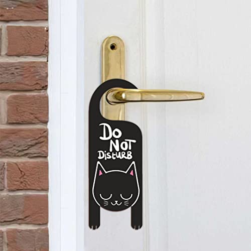Image of CVANU Do Not Disturb Cat Shaped Wooden Door Sign Hanger Size(24cm x 8.5cm) cv62