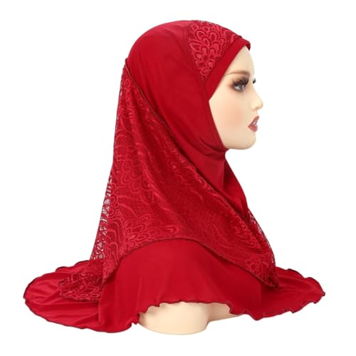 Women Muslim Lace Hijab Instant Scarf Islam Prayer Hijabs Turban One Piece Amira Head Wrap Shawls4