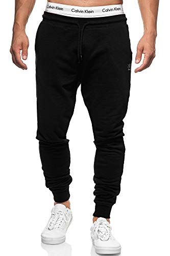 Indicode Eberline – Pantalones de jogging de 95% algodón | Regular Fit Pantalones de chándal para hombre – Pantalones elásticos de chándal para hombre Negro L