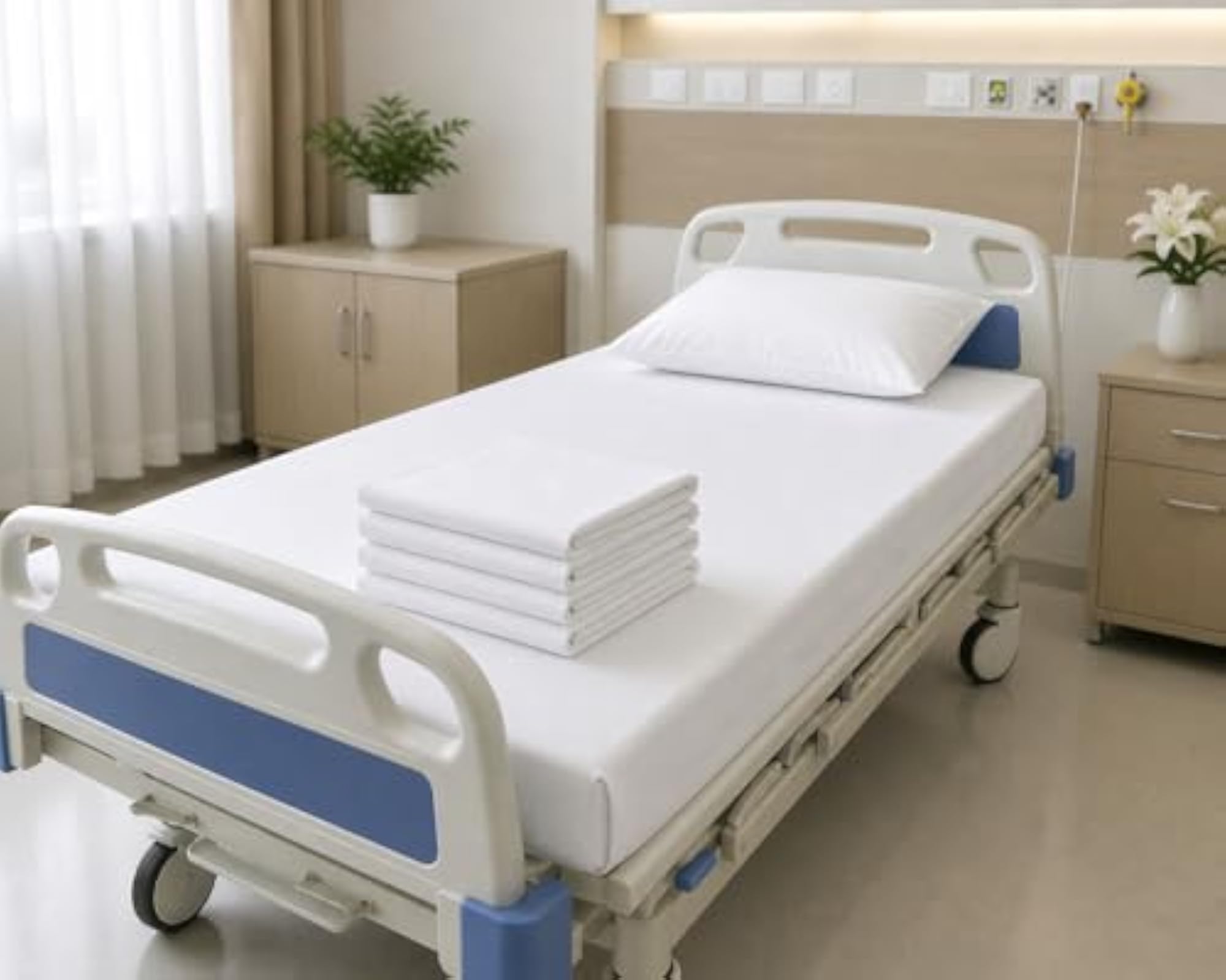 Hospital Flat Bed Sheet Set with Pillow