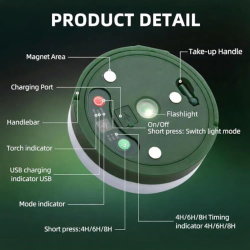 Image of XERGY Camping LED String Lamp + Light | USB Type-C Output Powerbank | 3000mAh | USB Rechargeable | Magnetic | 14 Light Mode | Timer | Waterproof Portable Hanging for Outdoor Hiking, Party, (10Mtr)
